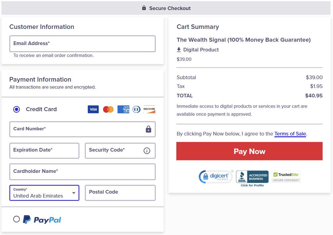 The Wealth Signal Checkout